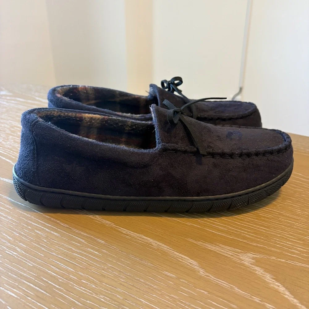 Dockers‎ Mens Black Faux Suede Memory Foam Moccasin Slippers Size Large 9-10